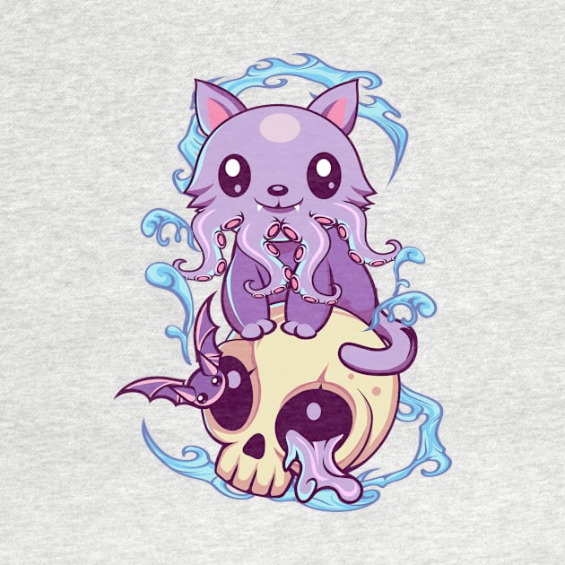 Skull Cat Octopus Kawaii Gothic by DionArts